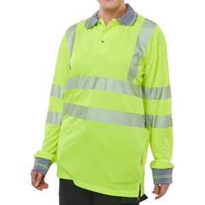 BEESWIFT BPKEXECLSSY HI-VIS EXECUTIVE LONG SLEEVE POLO YELLOW
