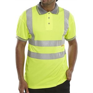 BEESWIFT BPKSENSY BSEEN HI-VIS EN ISO 20471 SHORT SLEEVE YELLOW POLO SHIRT