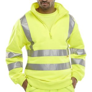 BEESWIFT BSZSSENSY HI-VIS YELLOW ZIPPED SWEATSHIRT EN471