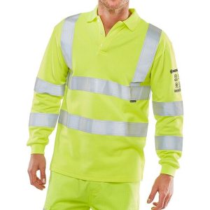 BEESWIFT CARC2HVSY FR ARC COMPLIANT ANTI-STATIC HI VIZ YELLOW POLO SHIRT