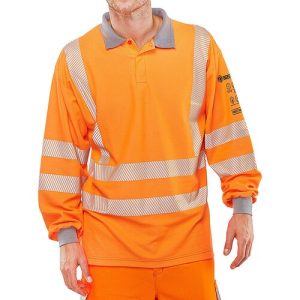 BEESWIFT CARC51OR FR ARC FLASH GO-RT HI-VIS ORANGE POLO SHIRT