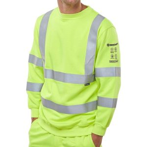 BEESWIFT CARC8SY FR ARC COMPLIANT ANTI-STATIC HI-VIS YELLOW SWEATSHIRT