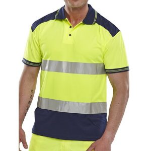 BEESWIFT CPKSTTENSY HI-VIS TWO TONE YELLOW/NAVY POLO SHIRT