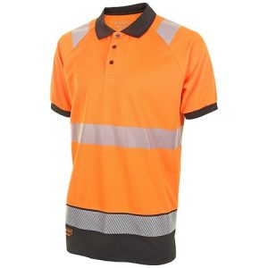 BEESWIFT HVTT010ORBL HI-VIS TWO ORANGE/BLACK TONE SHORT SLEEVE POLO SHIRT